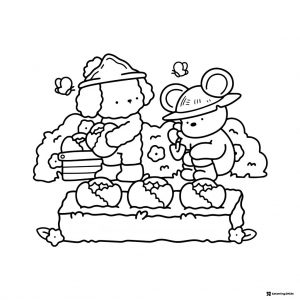Coco Wyo Coloring Page Two animals gardening pumpkins
