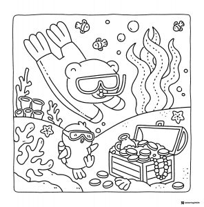 Coco Wyo Coloring Page Underwater treasure hunt
