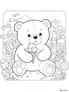 Coco Wyo Coloring Sheet Bear eating ice cream