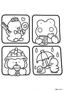 Coco Wyo Coloring Sheet Four square animal scenes