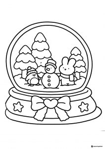 Coco Wyo Coloring Sheet Snow globe with animals