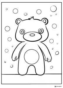 Cocomelon Bear Coloring Page with floating bubbles