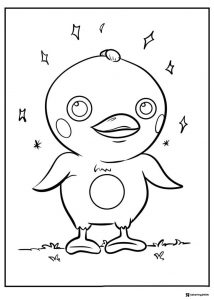 Cocomelon Chick Coloring Page with stars and grass