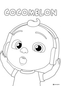 Cocomelon Coloring Page of J.J. with headphones