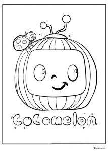 Cocomelon Coloring Page with logo and ladybug