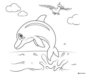 Cocomelon Dolphin Coloring Page jumping from water