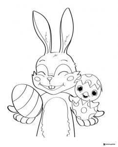 Cocomelon Easter Coloring Page with bunny and chick