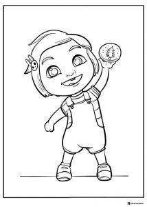 Cocomelon Girl Coloring Page holding a Christmas cookie