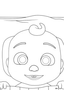 Cocomelon J.J. Coloring Page peeking over an edge