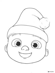 Cocomelon J.J. Coloring Page wearing a Santa hat