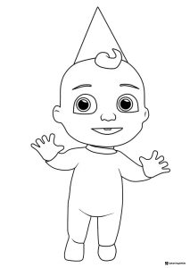 Cocomelon J.J. Coloring Page with a party hat
