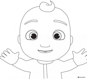Cocomelon J.J. Coloring Page with raised hands