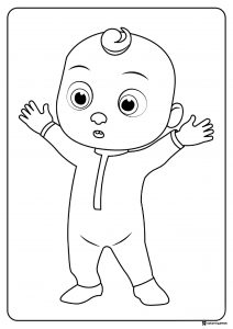 Cocomelon JJ with arms spread coloring page