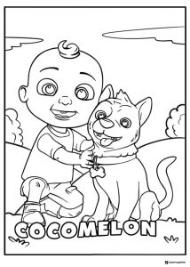 Cocomelon JJ with dog coloring page