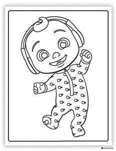 Cocomelon baby dancing with headphones coloring sheet