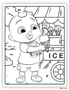 Cocomelon baby eating ice cream coloring sheet