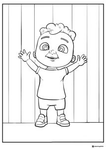 Cocomelon boy with arms open coloring sheet