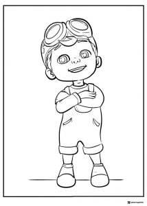 Cocomelon boy with goggles coloring page