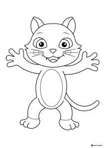 Cocomelon cat smiling with open arms coloring sheet