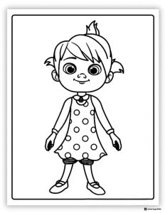 Cocomelon girl in dot dress coloring sheet