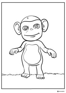 Cocomelon monkey standing coloring sheet