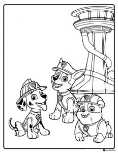 Coloring Page with Chase Rubble and Marshall by Lookout