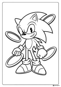 Content Sonic Catching Floating Rings Coloring Page