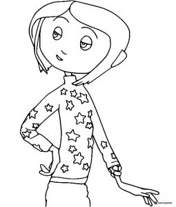 Coraline with Star Sweater Coloring Page