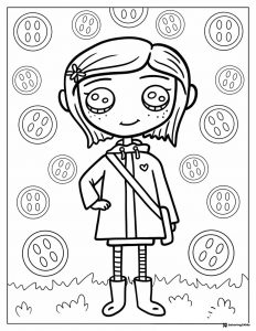 Coraline with button eyes Coloring Page