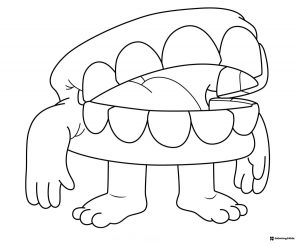 Creature with large mouth and feet coloring sheet
