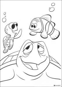Crush Squirt and Nemo Coloring Page