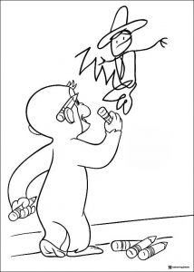 Curious George coloring page drawing the Man