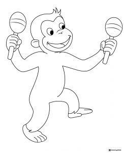 Curious George holding maracas coloring page