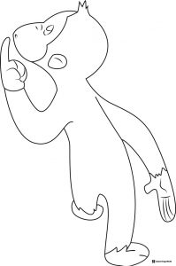 Curious George pointing up coloring page