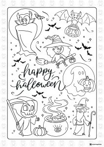 Cute Ghost Coloring Page with Boo and Stars