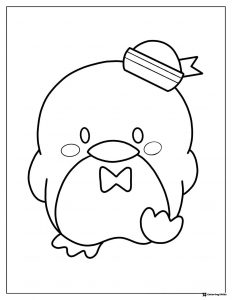 Cute Penguin with Sailor Hat Coloring Sheet