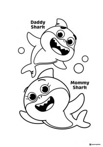 Daddy and Mommy Shark coloring page
