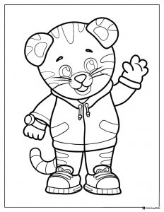 Daniel Tiger waving coloring page