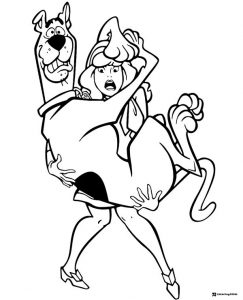 Daphne holding Scooby Doo Coloring Page