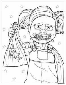 Darla Holding Nemo in Bag Coloring Page