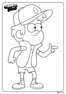 Dipper Pines Coloring Page pointing