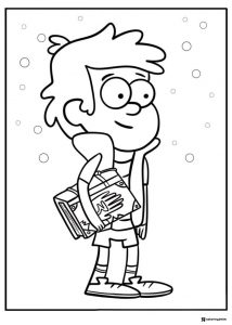 Dipper Pines coloring page holding a journal