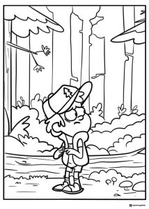 Dipper Pines coloring page in the woods