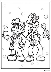 Doctor Mario and Builder Luigi coloring page