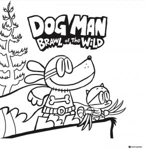Dog Man and Cat Kid in the wild coloring page