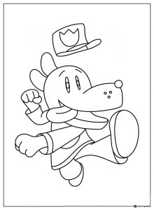 Dog Man kicking with hat off coloring page