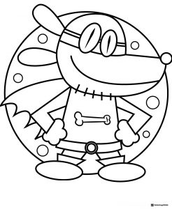 Dog Man superhero emblem coloring page