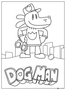 Dog Man with handcuffs and ball coloring page