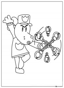 Dog Man with handcuffs coloring page