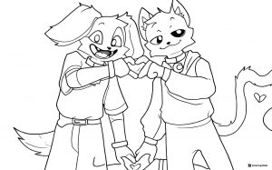 DogDay and CatNap making heart hands